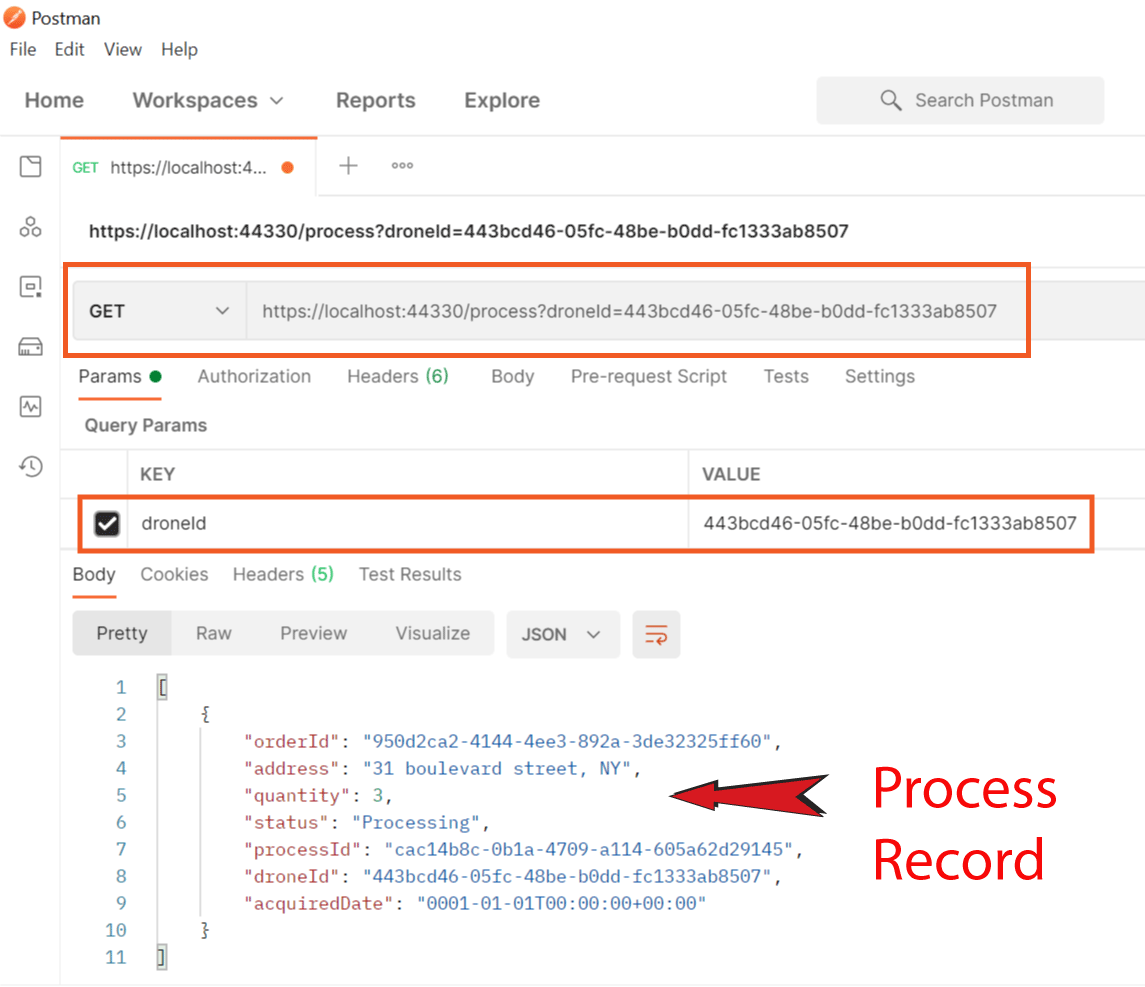 combined orders shown by microservice