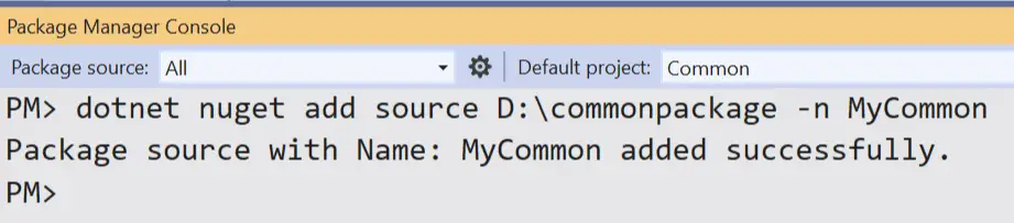 nuget package added to source