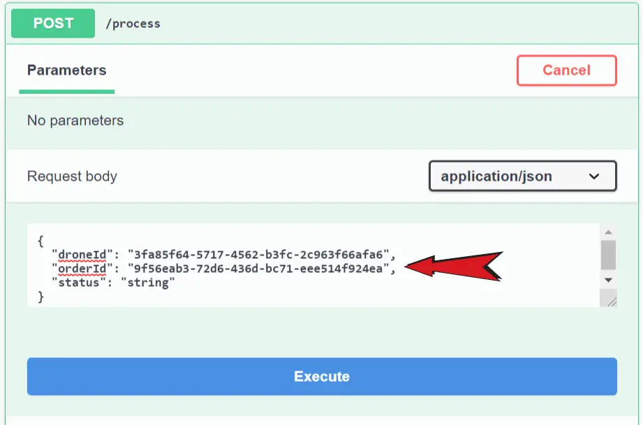 Process Record for the Order Id