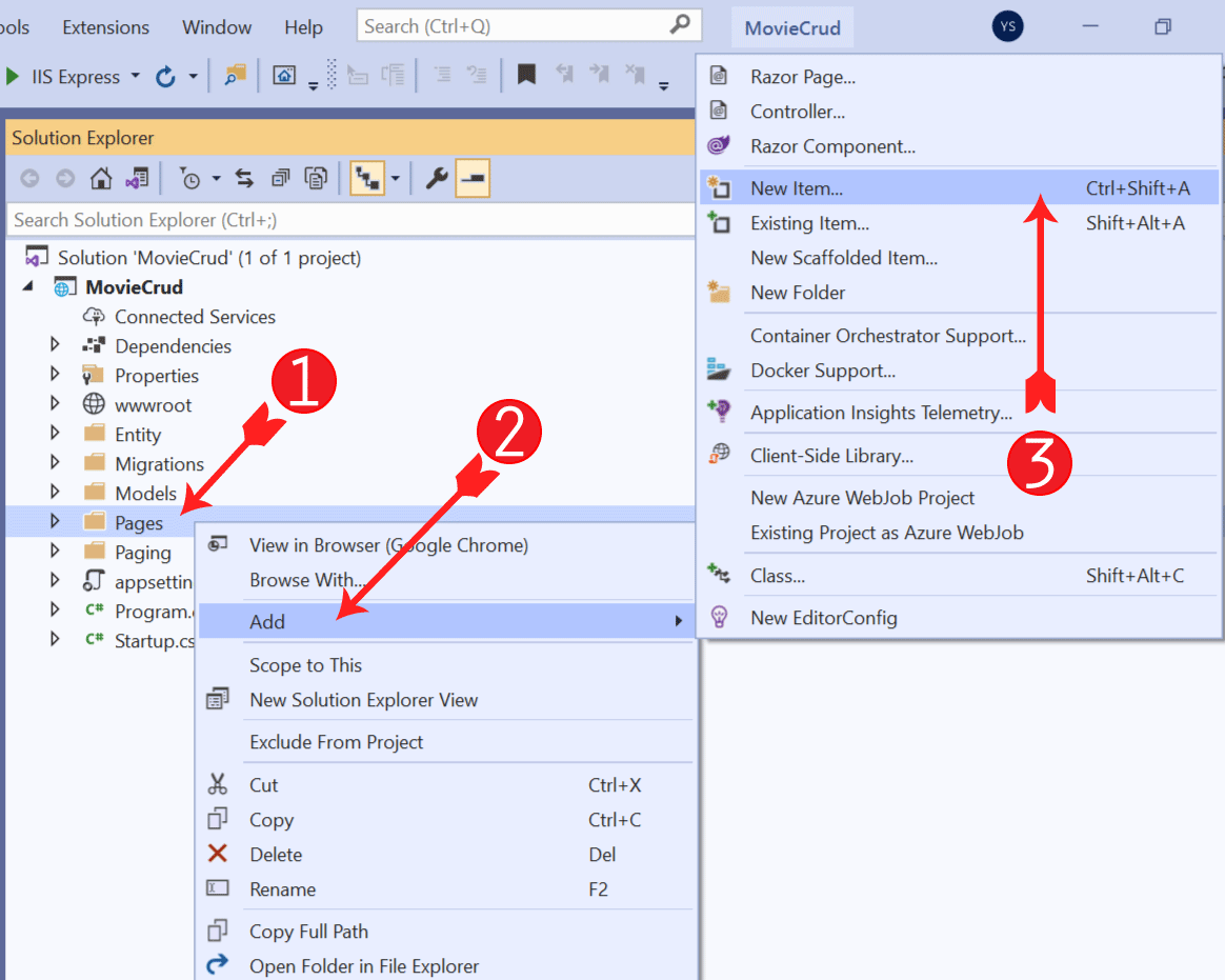 add new item visual studio