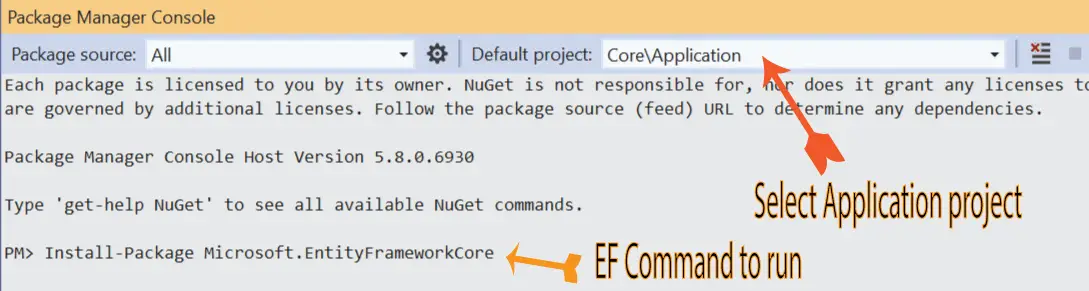 package manager console command