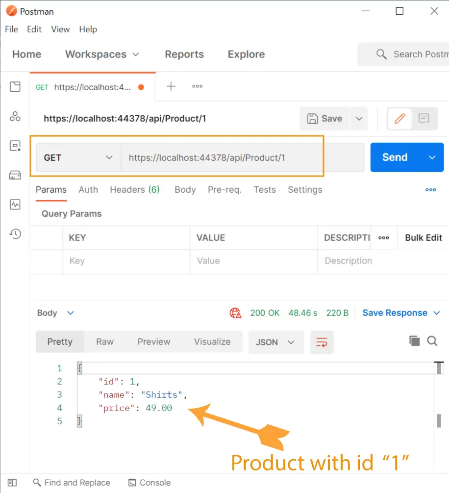 Get Product by Id Postman