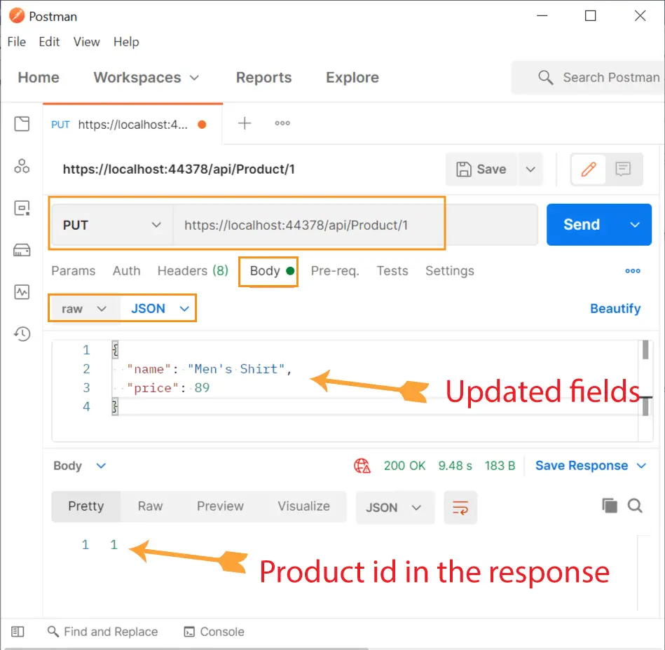 Update Product CQRS Postman