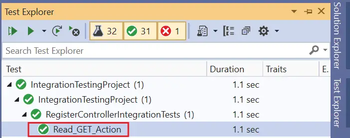 integration test passes