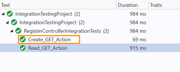 integration test passes