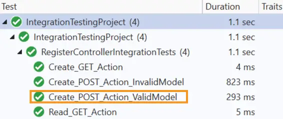 integration test passes