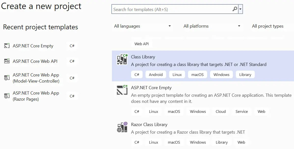 class library dotnet