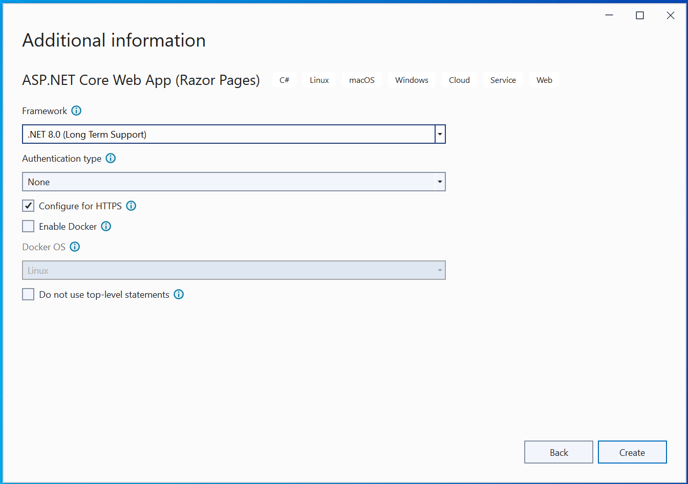 asp net core web app razor pages