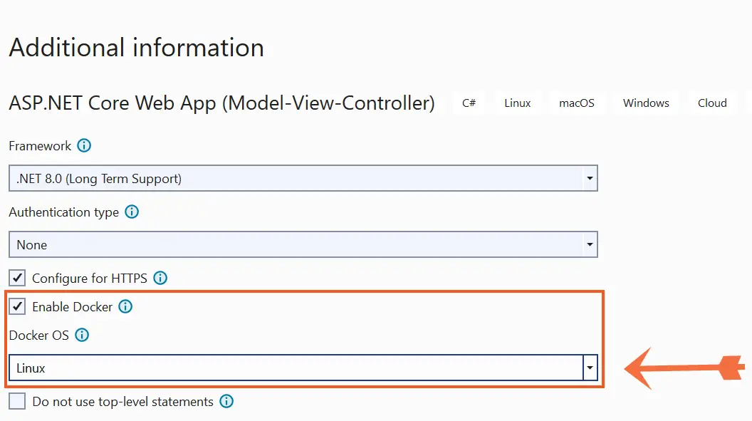 Docker Option in Visual Studio