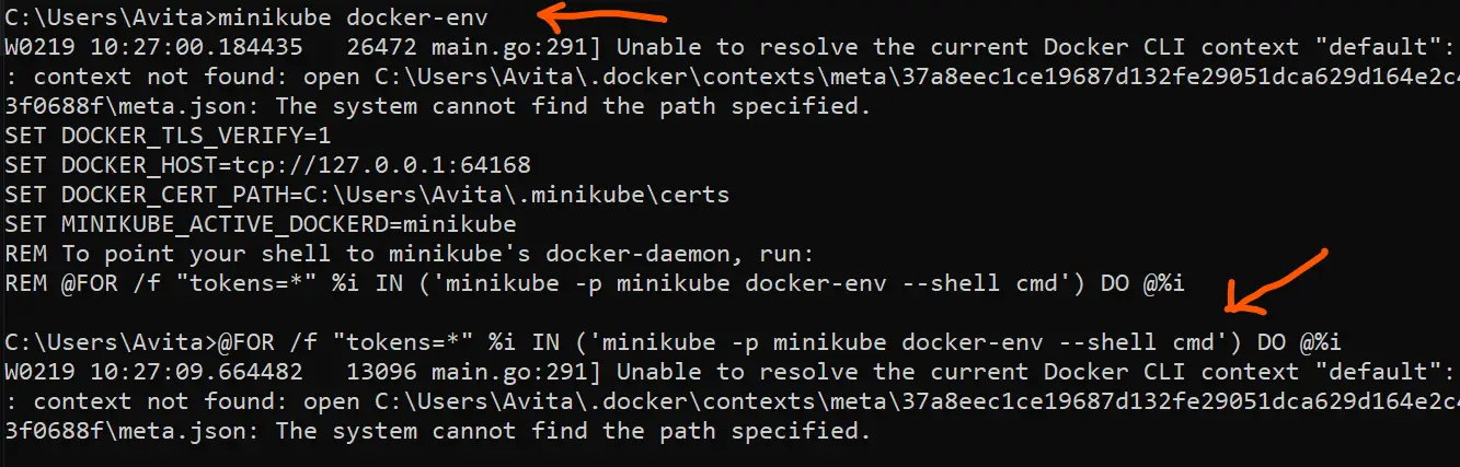 minikube docker-env command