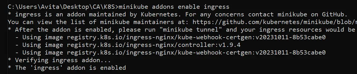 minikube nginx ingress controller