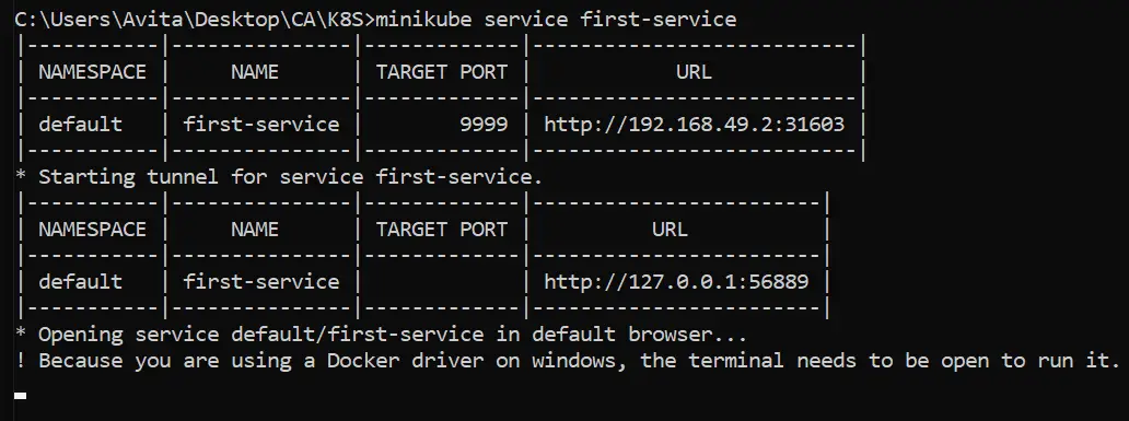 Minikube Service Command